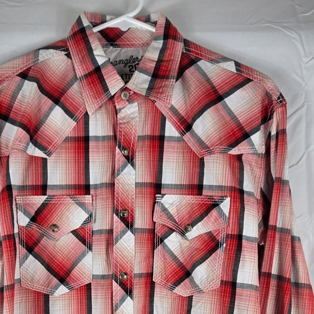 Wrangler 20X Competition Mens Red Plaid Western Pearl Snap Shirt MJC326M Medium - Picture 1 of 12